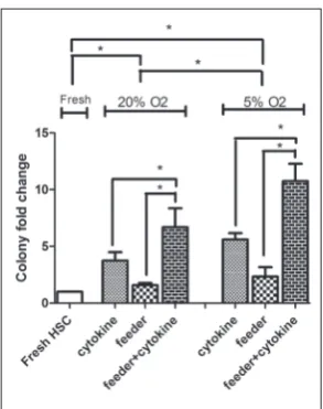 Fig. 4. Colony fold change in different in different culture conditions plated after 14 days