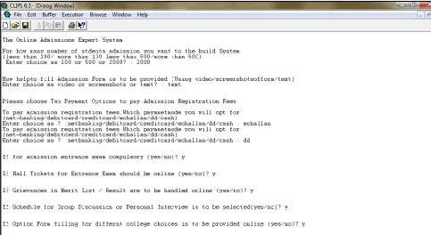 Figure 10 showing Input for Expert System for 2000 student‟s option 