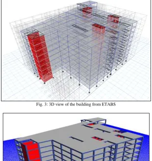 Fig. 3: 3D view of the building from ETABS 