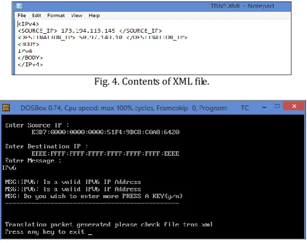 Fig. 5. IPv6 datapacket sent in IPv4 network. 