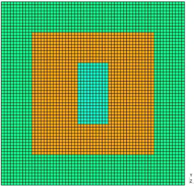 Fig. 4. Example of a uniform mesh solution for three overlappingobjects.