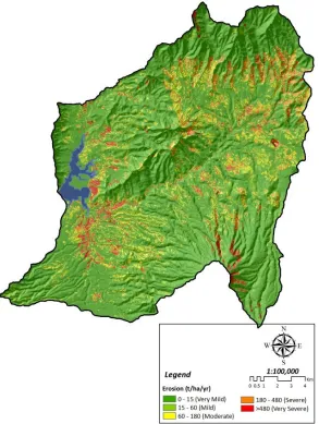 Figure 10.Distribution map erosion based on land capabilities class.