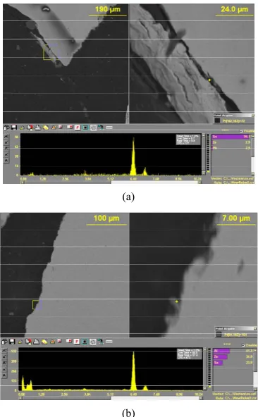 Figure 14. (a) and (b) show the X-ray spectra at locations with more Pb peaks at various points along the crack tip