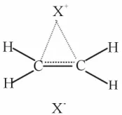 Figure 4. A coordinate halonium structure of the 1,2-dyo-tropic reaction. 
