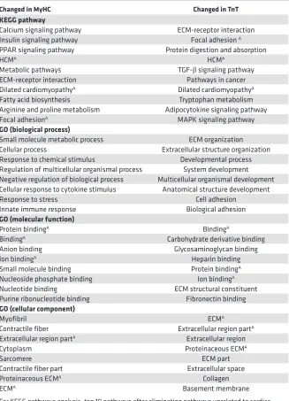 Table 2. KEGG pathways and Gene Ontology categories enriched in the differentially expressed genes