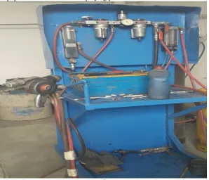 Figure 1:  Equipment used in the process of brass metal spraying on plain carbon steel 