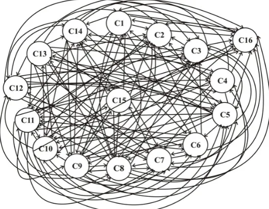 Figure-2:  Fuzzy Cognitive map for 16 × 16 connection matrix 