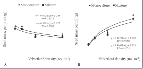 Fig. 4. Velvetleaf seed mass in 2006. A – velvetleaf seed mass plant-1. Bars represent the standard error of the mean