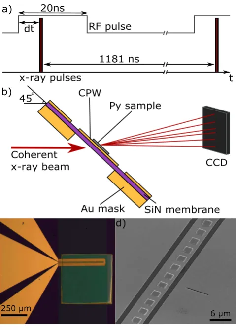 Figure 2. Experimental set-up and time structure of the experiments. (a) Pump-probe time structure used for the stroboscopic imaging