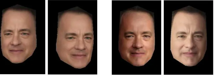 Figure 3. Variance captured by the first component of shape and the second component of texture for one of the celebrities