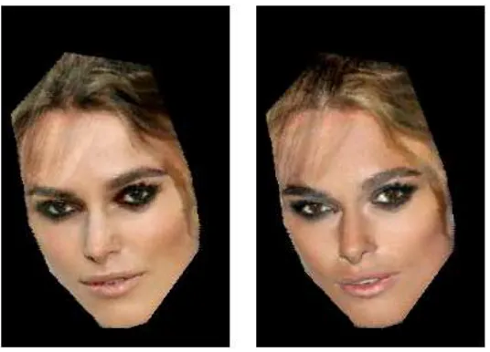 Figure 6. Reconstructed images using ± 2 SDs on the seventh texture component for Kiera Knightly