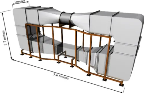Fig. 1. Schematic of the closed loop subsonic wind tunnel facility.