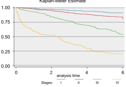 Figure 2 - Survival by Stage, Kaplan-Meier