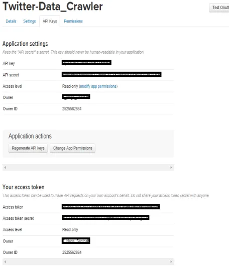 Fig. 3: Creating Twitter application from Twitter Developer. 