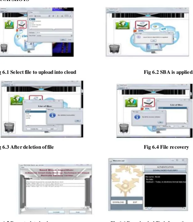 Fig 6.1 Select file to upload into cloud    Fig 6.2 SBA is applied. 