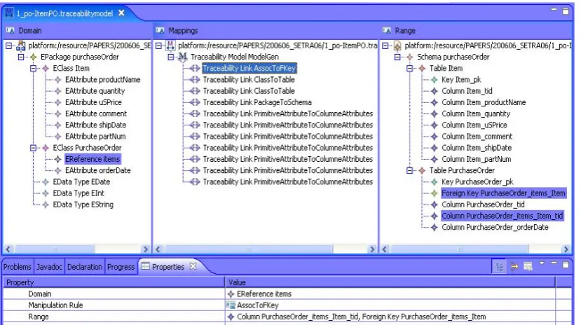 Figure 2: Traceeability Editor in the MOMENT Framework.