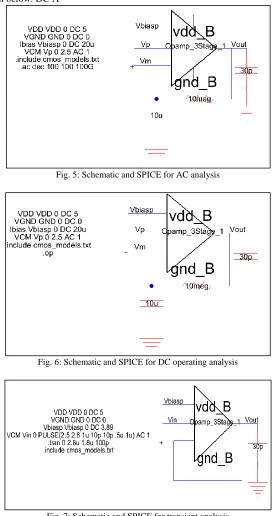 Fig. 7: Schematic and SPICE for transient analysis 