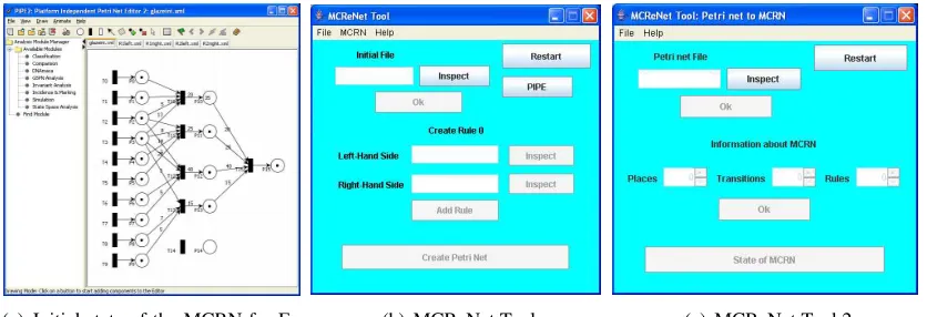 Figure 3: Main screens of PIPE and MCReNet Tool