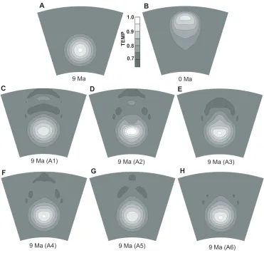 Figure 3 Three-dimensional forward-adjoint models (with a 33�33�33 mesh) for a mantle with a 
