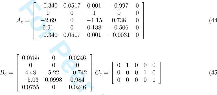 Table 1.Achieved Eigenstructure (Full state feedback case)