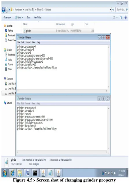 Figure 4.5:- Screen shot of changing grinder property 
