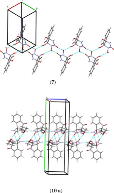 Figure 3. The arrangement of the molecules in compound 7, 10a in the crystal. 