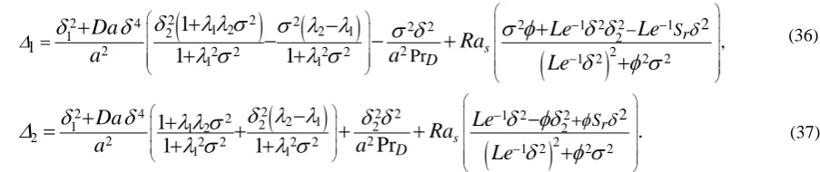 Figure 4 it is observed that the critical Rayleigh number decreases with an increase in the Lewis number Le 