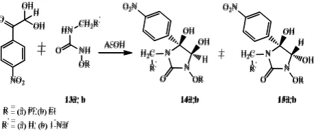 Figure 1. The molecular structure of 3-n-butyloxy-4S,5S-4,5-dihydroxy-1-(4-methylphenyl)-5-(4-nitrophenyl)-imidazolidin-2-one (11eA), showing the atom labelling