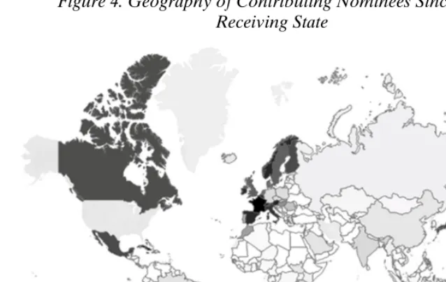 Figure 4. Geography of Contributing Nominees Since 1980, by  