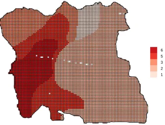 Fig. 3. Spatial distribution of the image bands with largest (absolute) local loadings 