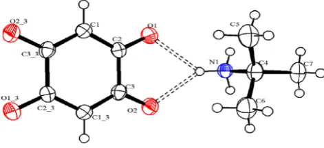Figure 2. Partially labeled plot of compound IIb. Dashed lines indicate H-bonding interactions