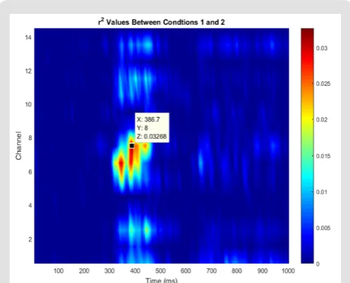 Figure 13: Topographic Feature map of P300 produced by the Offline Analysis.