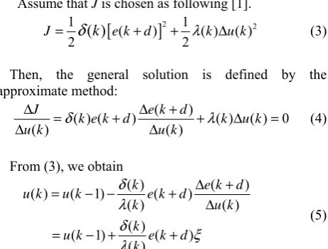 TABLE I.  ξ=METHODS OF FUZZY MODELLING Δu k( )