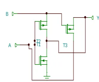 Fig. 4 3-Transistor CMOS Realization of EX-OR gate  Working table of New CMOS EX-OR gate 