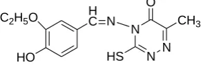 Figure 1. Schiff Base: 4-[(3-ethoxy-4-hydroxybenzylidene)-amino]-3-mercapto-6-methyl-5-oxo-1,2,4-triazine