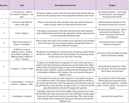 Table 1: Description of researcher-made visual-sport exercises.