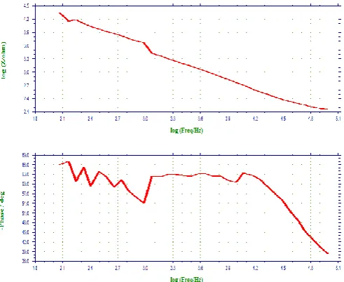 Figure 11. AC impedance spectra (Bode plot) of SS316L immersed in AS+Coffee 