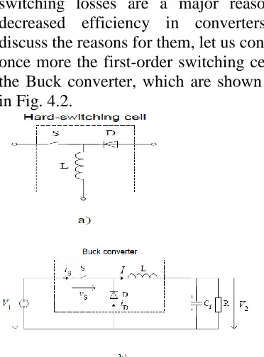 Fig. 4.2 a) Hard-switching cell; b) Buck converter.  