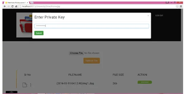Fig. 5(a):  Uploading/Downloading Page 