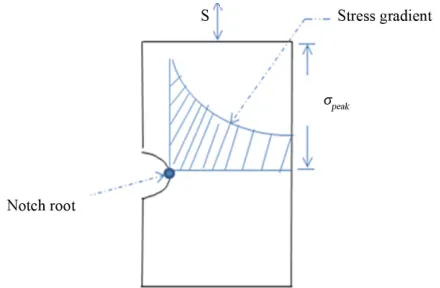 Figure 1. Stress distributions in a notched specimen. 