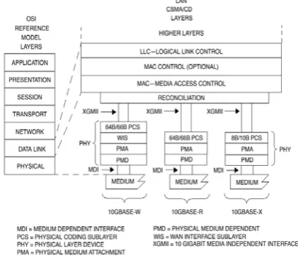 Fig 1. 10Gb/s Ethernet and Relationship with OSI Model 