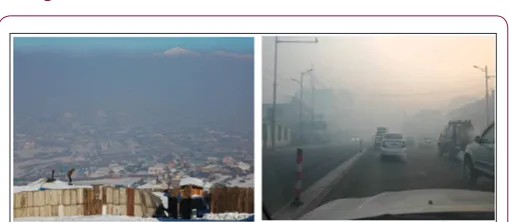 Figure 1: Smoke from coal fires shrouds the shantytowns of the capital, Ulaanbaatar, in a brown fog in winter time.