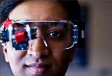Fig. 2: Placing of an eye blink sensor on a spectacle. 