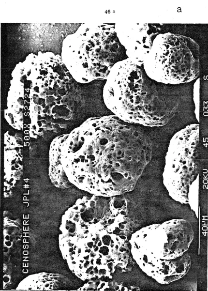 Figure 1: (a,b) SEM micrographs of cenospheres. 