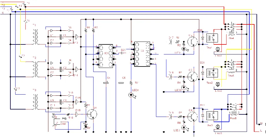 Figure 1.6 Circuit Diagram of RF Remote Control Based Phase Selector 
