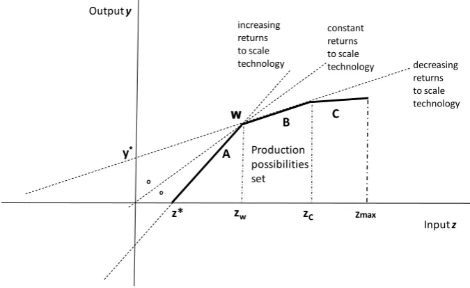 Figure 2   Production possibilities and input-measured firm size  