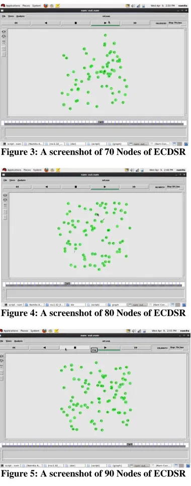 Figure 3: A screenshot of 70 Nodes of ECDSR 