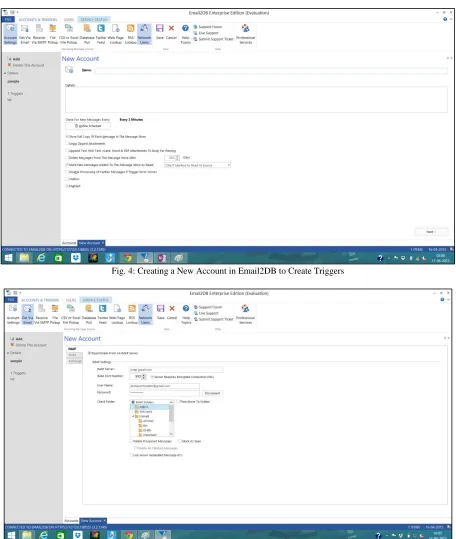Fig. 4: Creating a New Account in Email2DB to Create Triggers 