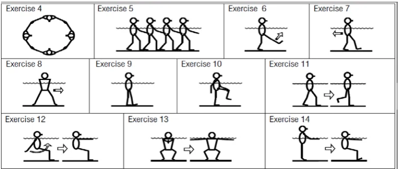 Figure 3.Hydrotherapy program for balance. Phase III – static and dynamic exercises for balance