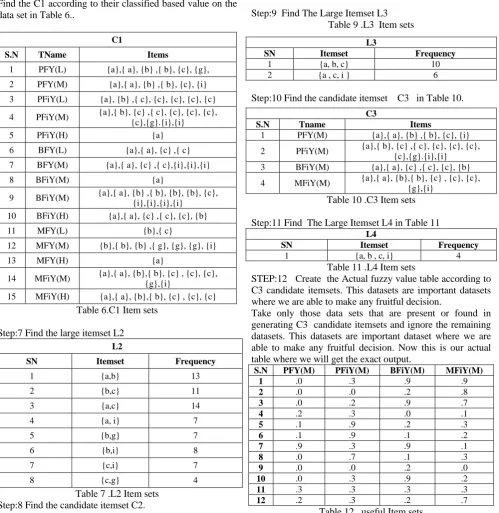 Table 12 . useful Item sets 